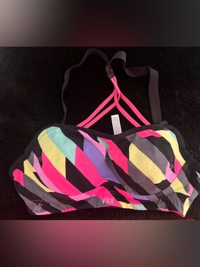 Victoria's Secret Neon Pink and Black Sports Bra